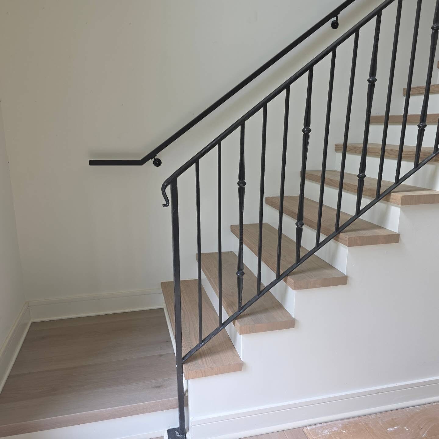 Oak Stair Treads after: new oak treads, stain and trim